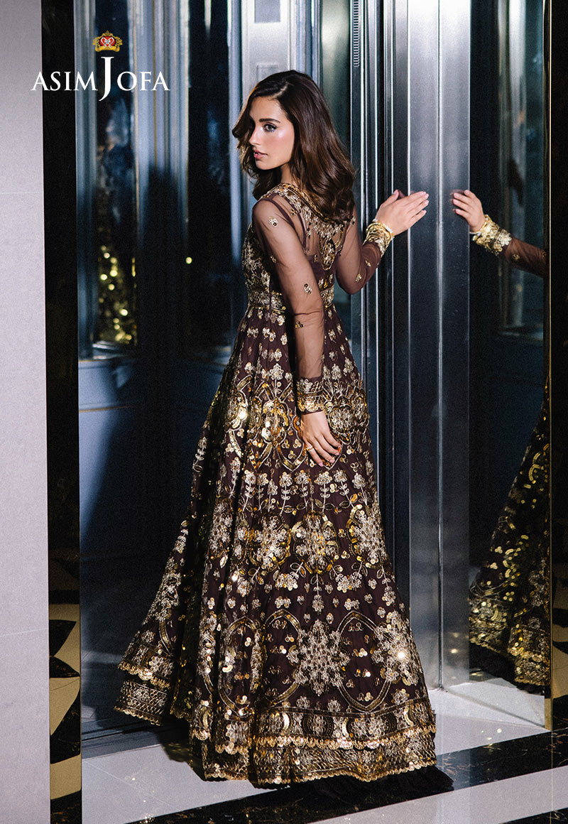 Asim Jofa | Festive Collection 25 | AJFF-07 M Chocolate Brown Net