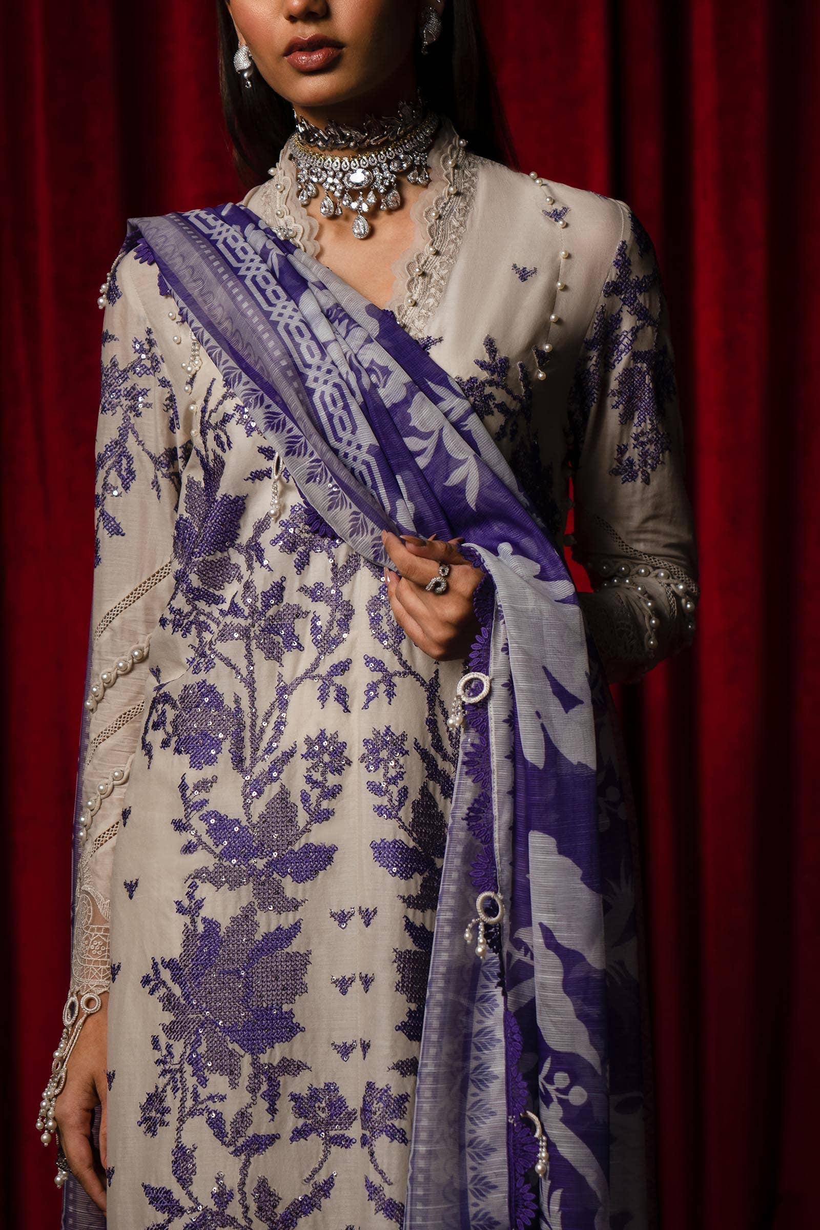 Sana Safinaz | Luxury Collection 24 | L241-008B-3CV - Pakistani Designer Dress - by Sana Safinaz | Type: Luxury - 100% Original at Saira Sultan