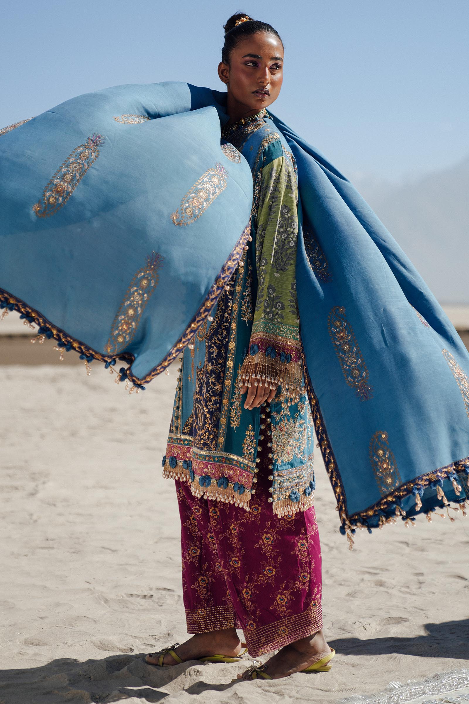 Sana Safinaz | Winter Shawl 24 | S241-002B-3CP - Pakistani Designer Dress - by Sana Safinaz | Type: Ladies Clothes - 100% Original at Saira Sultan