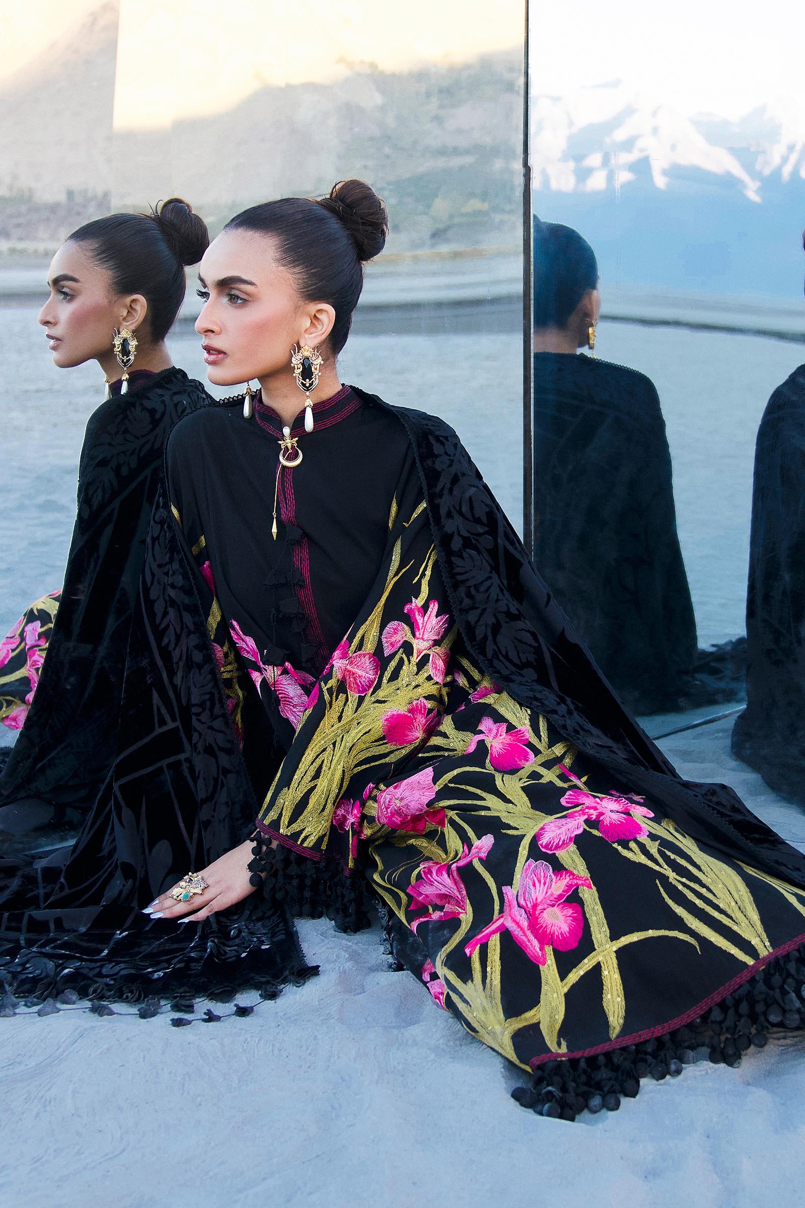 Sana Safinaz | Winter Shawl 24 | S241-003A-3CP - Pakistani Designer Dress - by Sana Safinaz | Type: Ladies Clothes - 100% Original at Saira Sultan