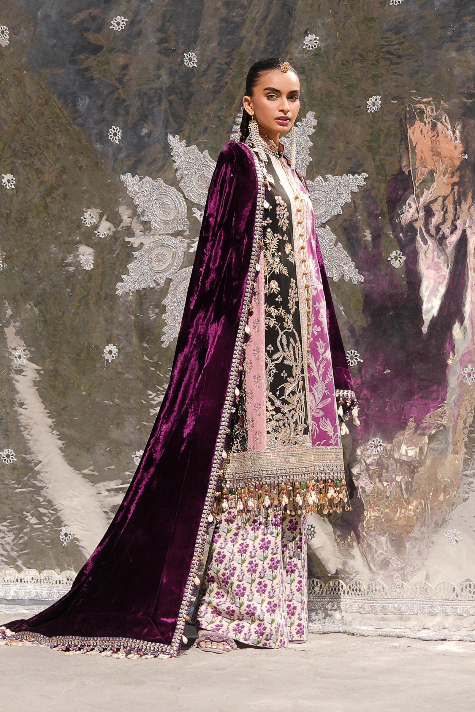 Sana Safinaz | Winter Shawl 24 | Velvet S241-006A-3CP - Pakistani Designer Dress - by Sana Safinaz | Type: Ladies Clothes - 100% Original at Saira Sultan