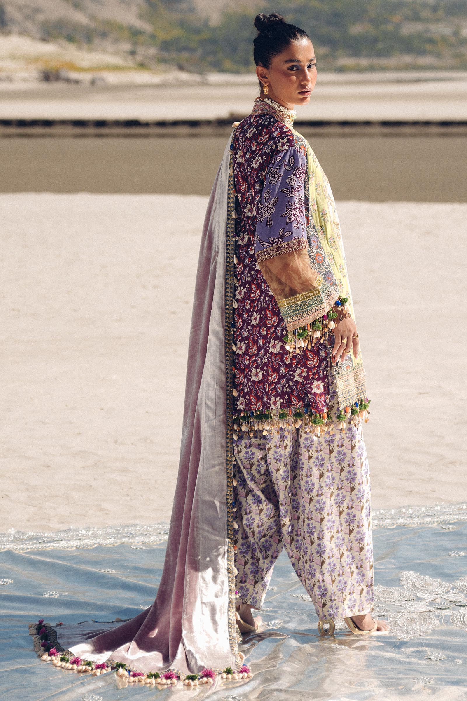 Sana Safinaz | Winter Shawl 24 | Velvet S241-006B-3CP - Pakistani Designer Dress - by Sana Safinaz | Type: Ladies Clothes - 100% Original at Saira Sultan