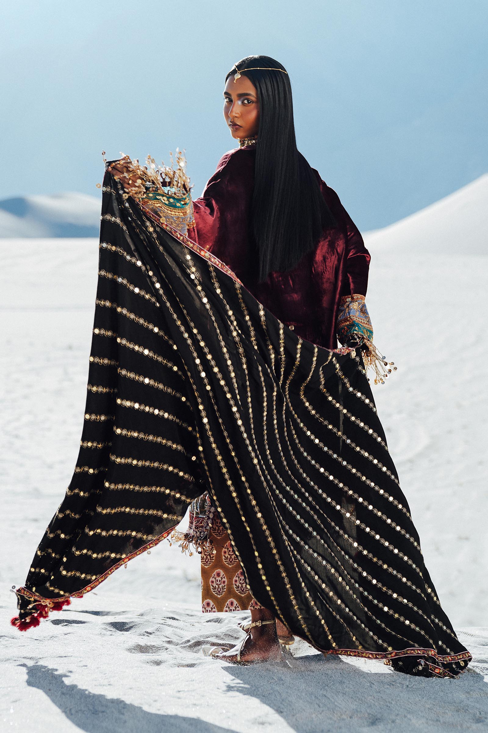 Sana Safinaz | Winter Shawl 24 | Velvet V241-002-3CP - Pakistani Designer Dress - by Sana Safinaz | Type: Ladies Clothes - 100% Original at Saira Sultan