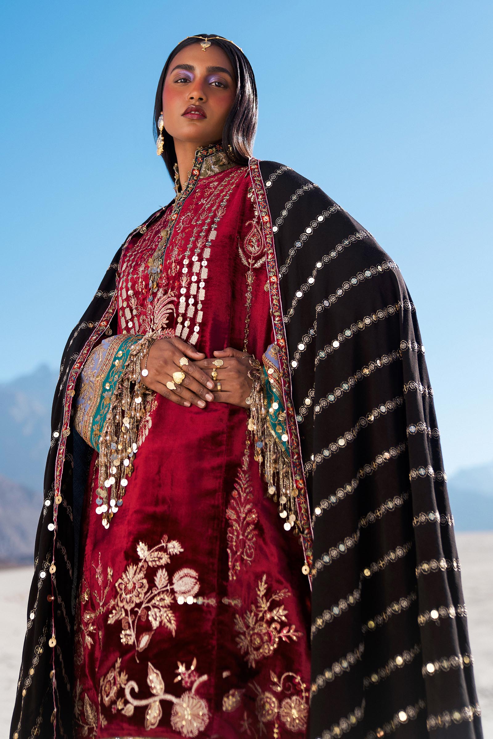 Sana Safinaz | Winter Shawl 24 | Velvet V241-002-3CP - Pakistani Designer Dress - by Sana Safinaz | Type: Ladies Clothes - 100% Original at Saira Sultan