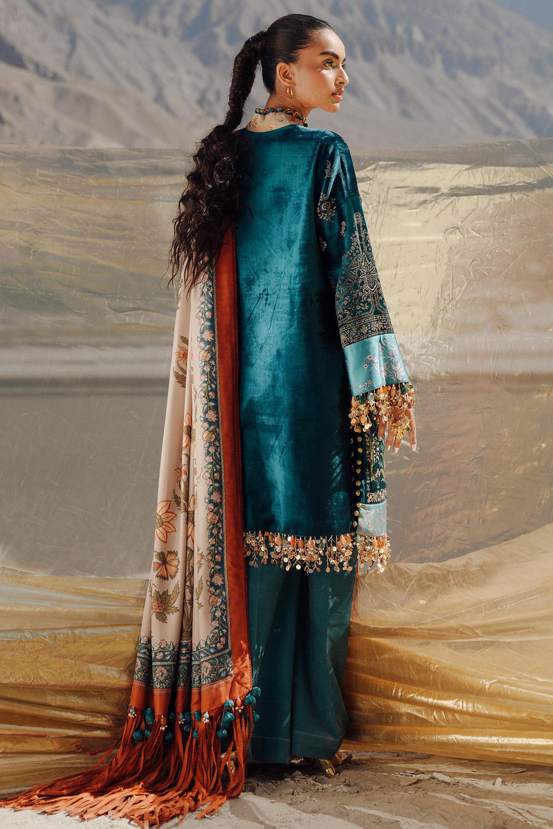 Sana Safinaz | Winter Shawl 24 | Velvet V241-003-3CP - Pakistani Designer Dress - by Sana Safinaz | Type: Ladies Clothes - 100% Original at Saira Sultan