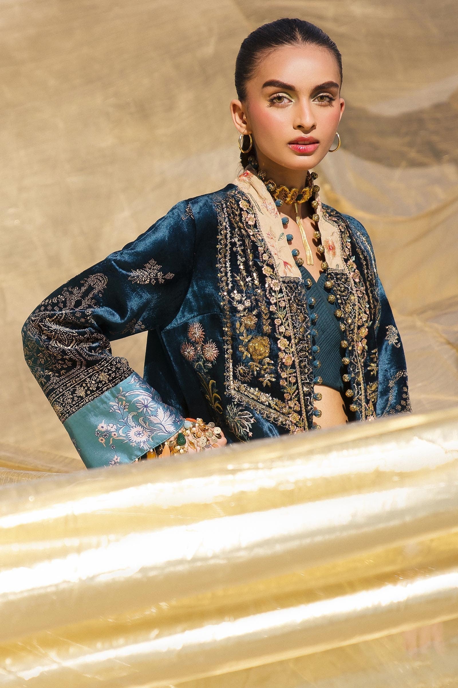 Sana Safinaz | Winter Shawl 24 | Velvet V241-003-3CP - Pakistani Designer Dress - by Sana Safinaz | Type: Ladies Clothes - 100% Original at Saira Sultan