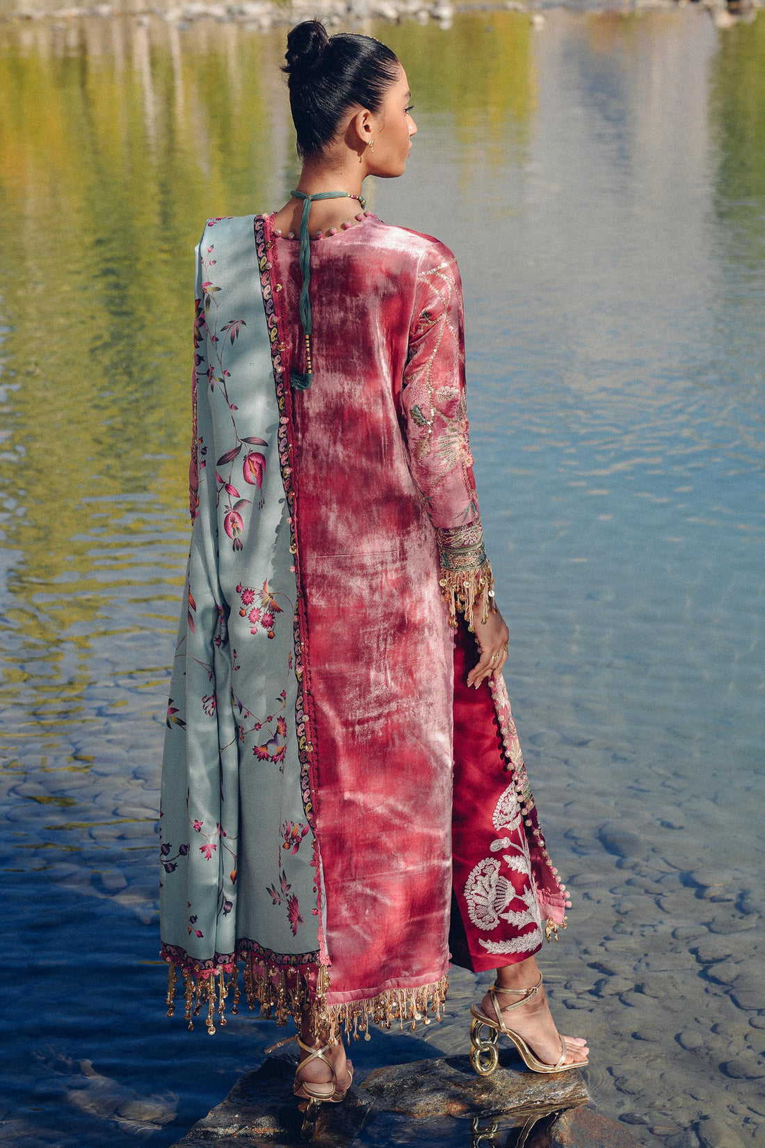 Sana Safinaz | Winter Shawl 24 | Velvet V241-005-3CP - Pakistani Designer Dress - by Sana Safinaz | Type: Ladies Clothes - 100% Original at Saira Sultan
