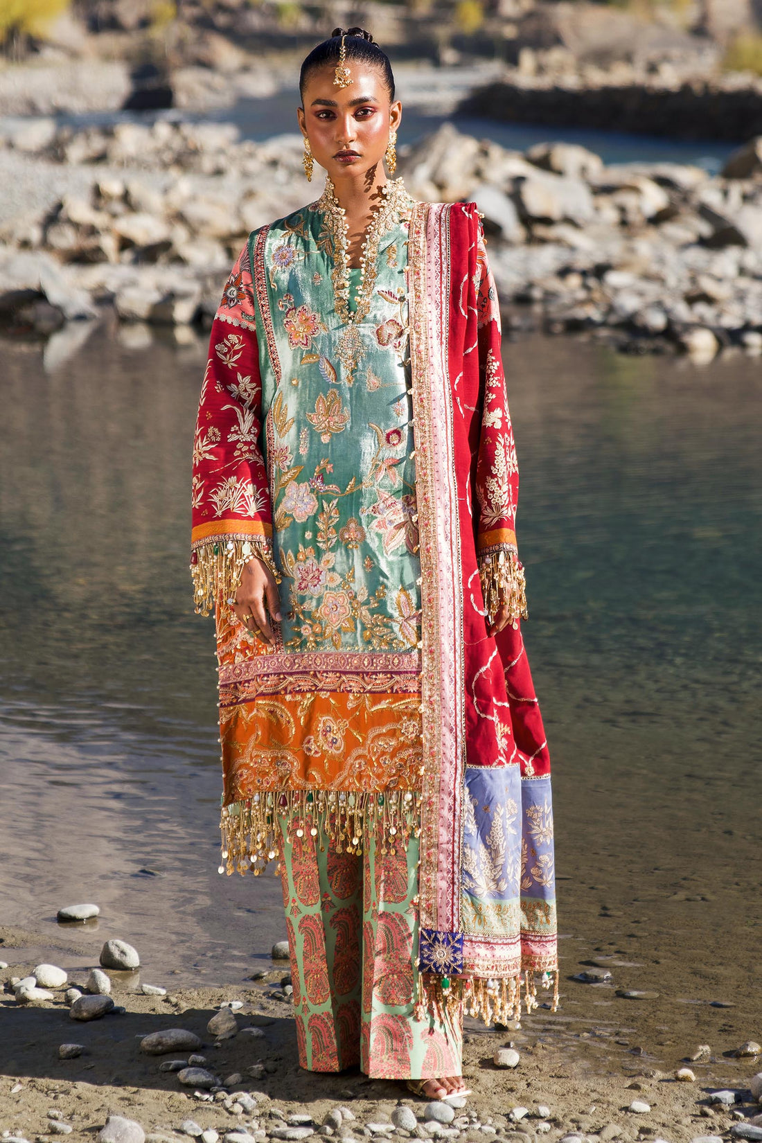 Sana Safinaz | Winter Shawl 24 | Velvet V241-006-3CP - Pakistani Designer Dress - by Sana Safinaz | Type: Ladies Clothes - 100% Original at Saira Sultan
