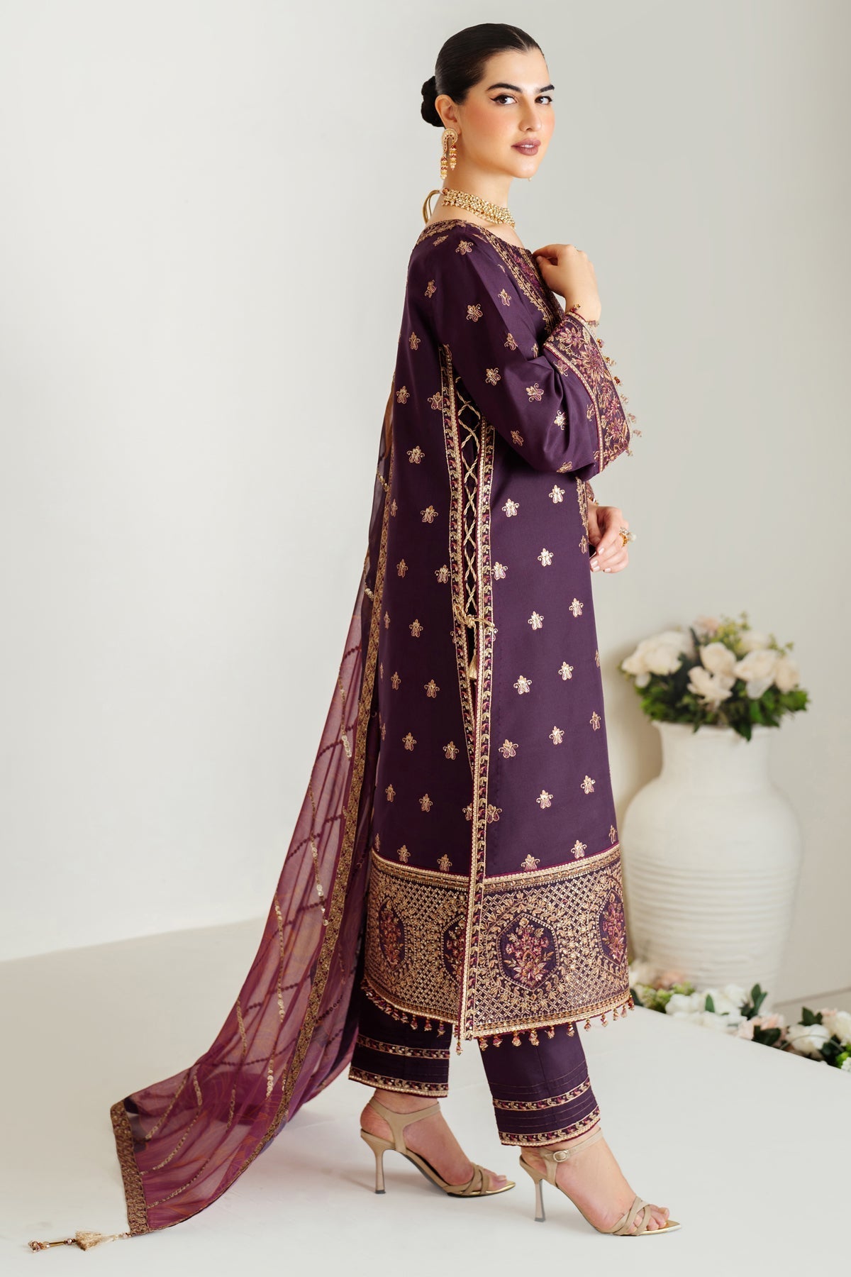 Alizeh | Luxury Raw Silk | AF-RS-05-SCARLET Custom Size Plum Raw Silk