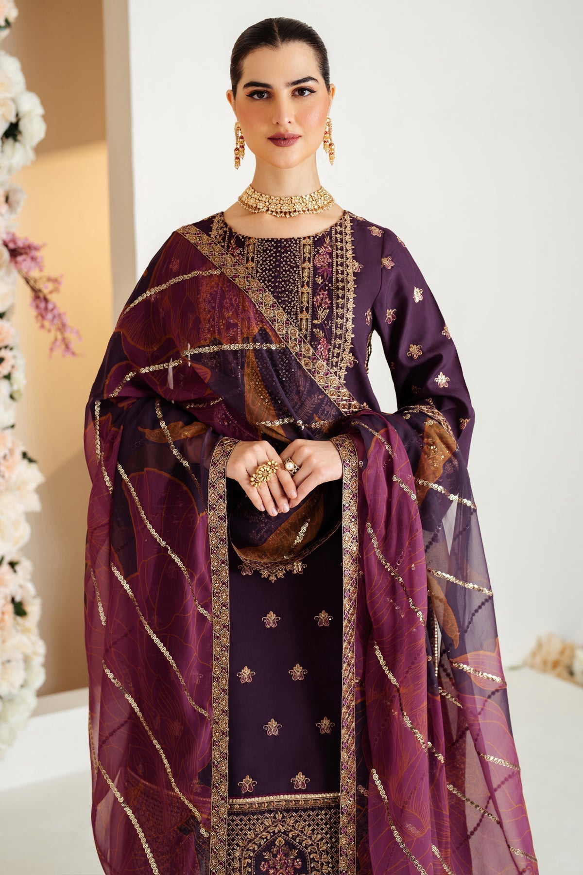 Alizeh | Luxury Raw Silk | AF-RS-05-SCARLET XL Plum Raw Silk