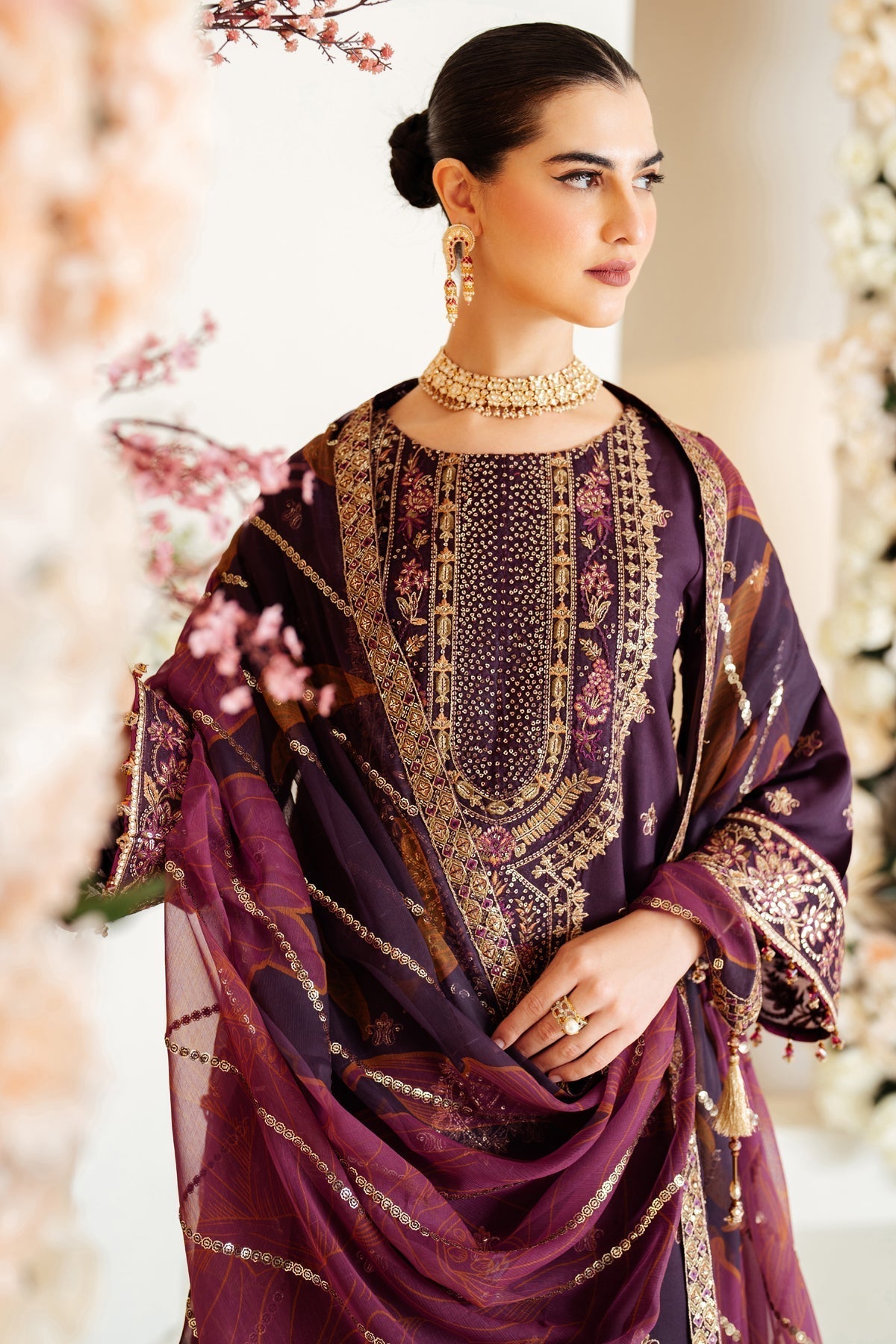 Alizeh | Luxury Raw Silk | AF-RS-05-SCARLET M Plum Raw Silk