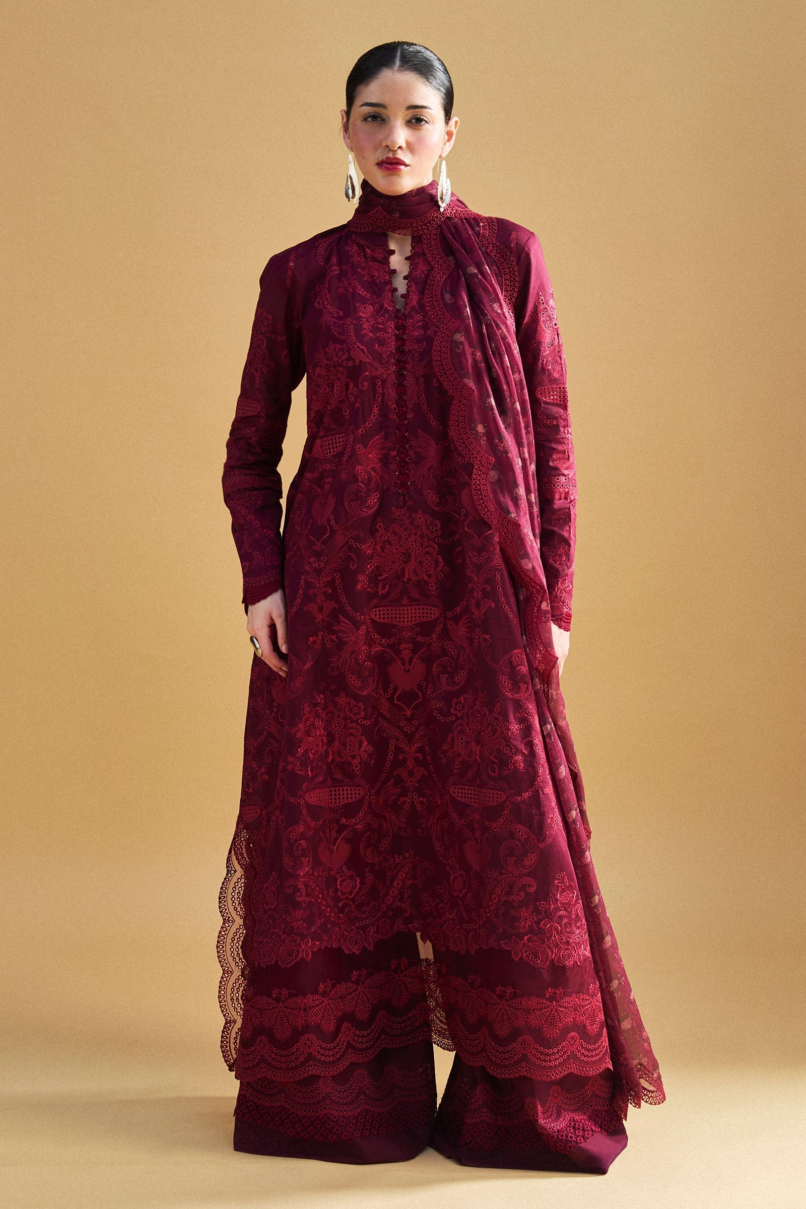 Zara Shahjahan | Satori 25 | Sei-9A XS Maroon Lawn
