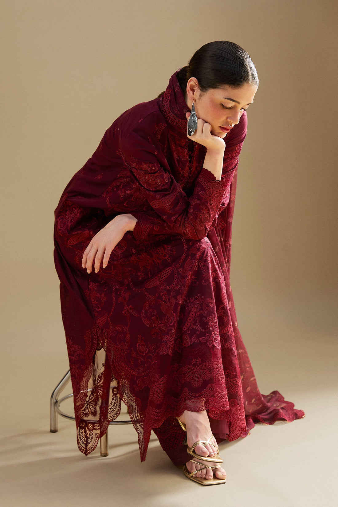 Zara Shahjahan | Satori 25 | Sei-9A XS Maroon Lawn