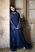 Azure | Ensembles Embroidered Formals | Serene Sapphire M Navy Blue Chiffon