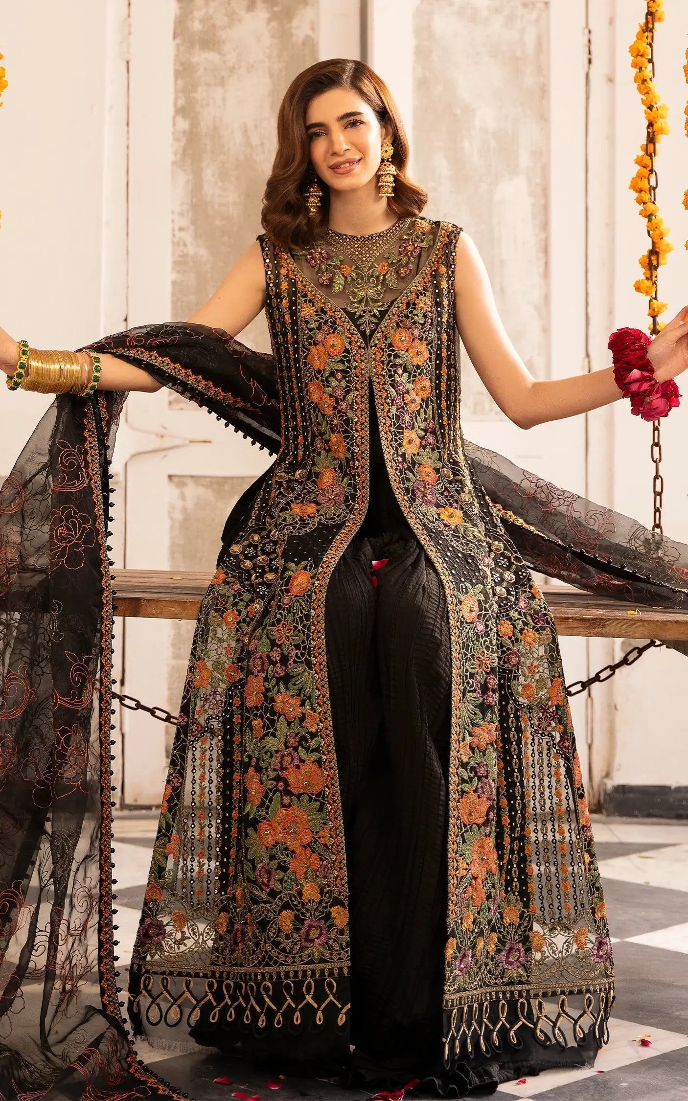 Asifa and Nabeel | Sunehri Eid 25 | Sitara-(SEF25-03) M Black Organza