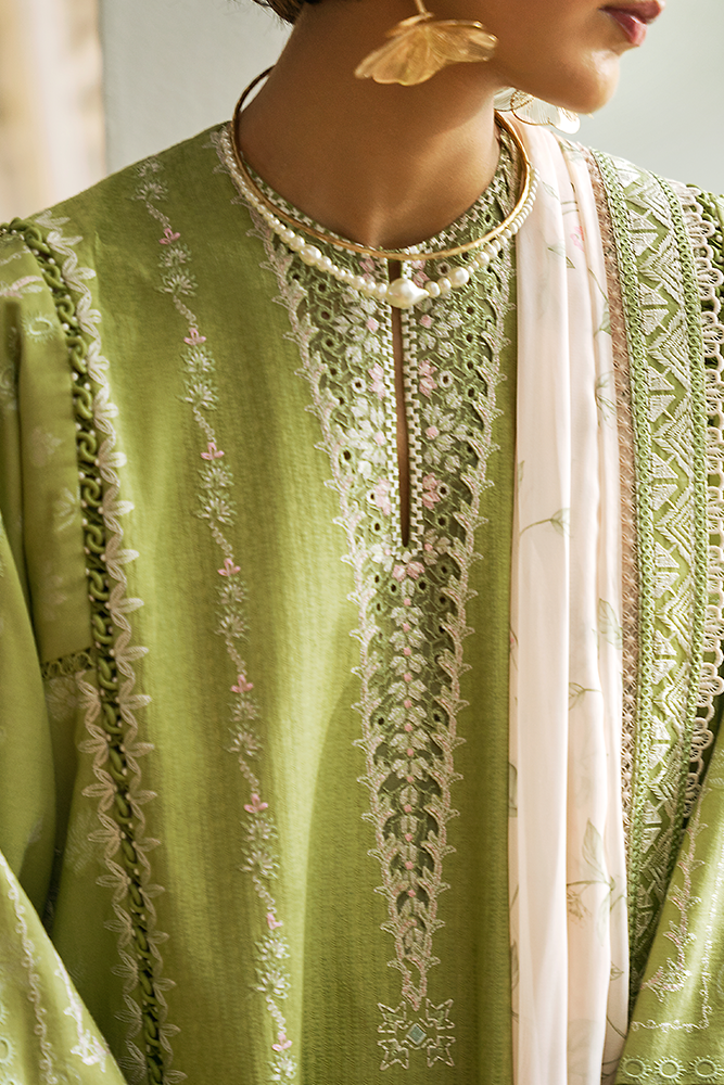 Suffuse | Casual Pret Fall 24 | HESSA M Parrot Green Jacquard