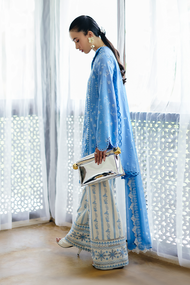 Suffuse | Casual Pret Fall 24 | YASHA XS Denium Blue Jacquard