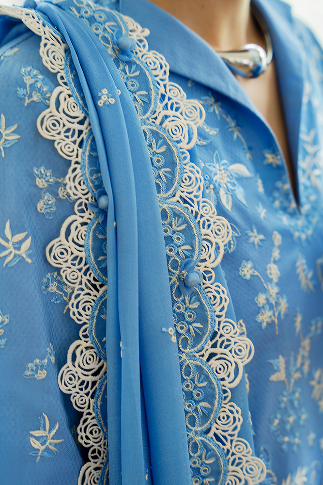 Suffuse | Casual Pret Fall 24 | YASHA M Denium Blue Jacquard