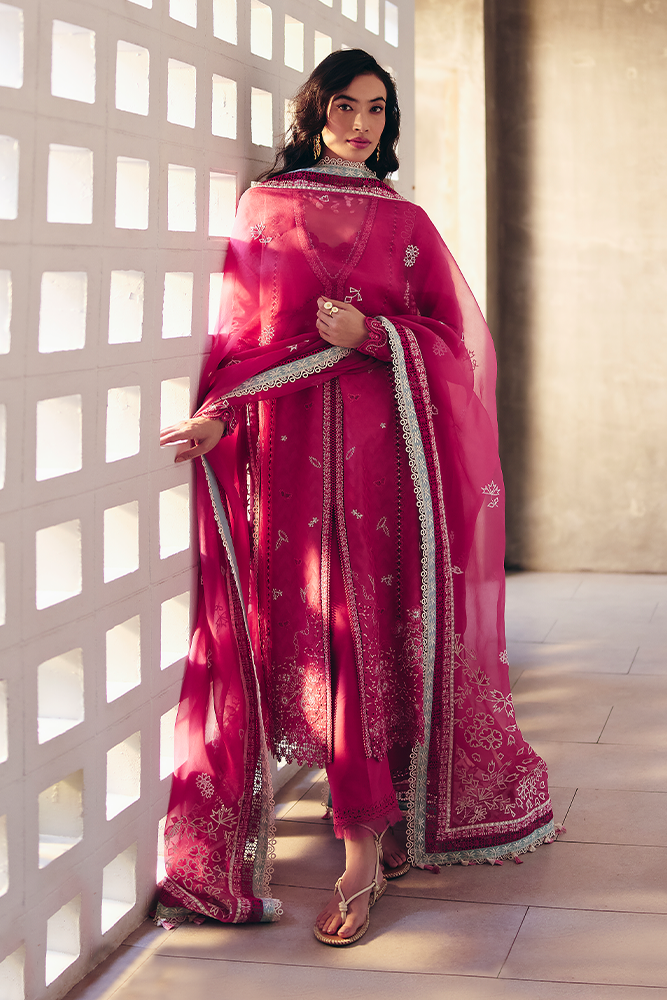 Suffuse | Casual Pret Fall 24 | RUVINA XS Coral Pink Cotton Jacquard