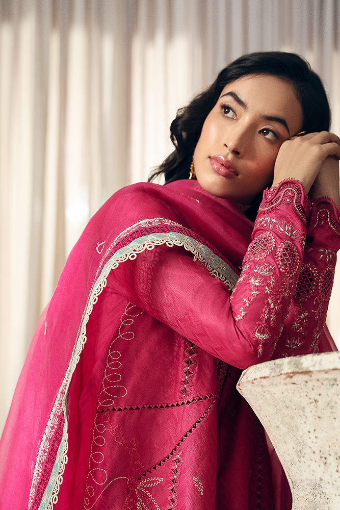 Suffuse | Casual Pret Fall 24 | RUVINA L Coral Pink Cotton Jacquard