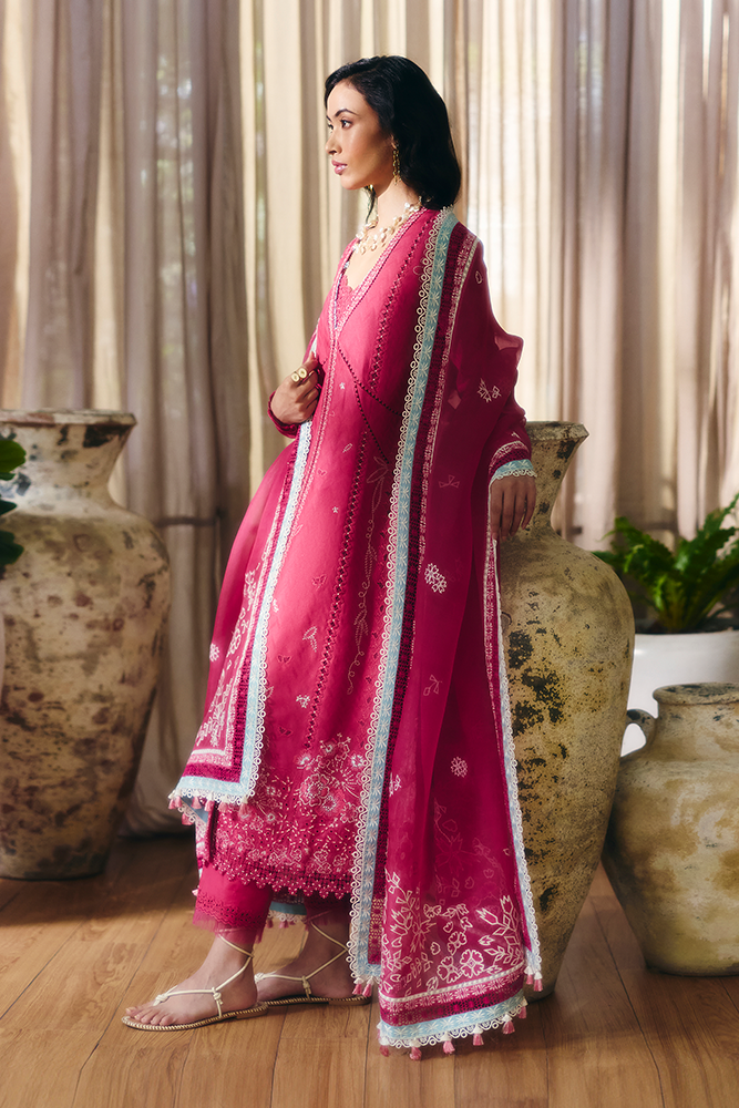 Suffuse | Casual Pret Fall 24 | RUVINA S Coral Pink Cotton Jacquard