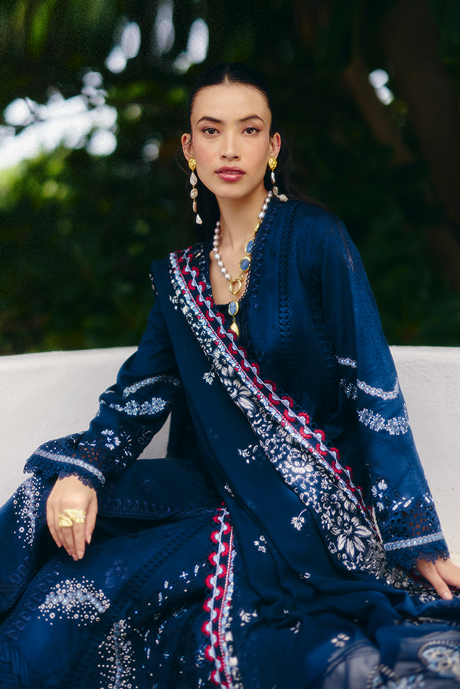 Suffuse | Casual Pret Fall 24 | AYANEH M Midnight Blue Jacquard