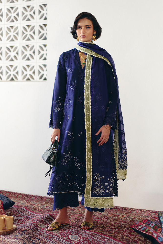 Suffuse | Casual Pret Fall 24 | OMAVI M Cotton Jacquard Navy