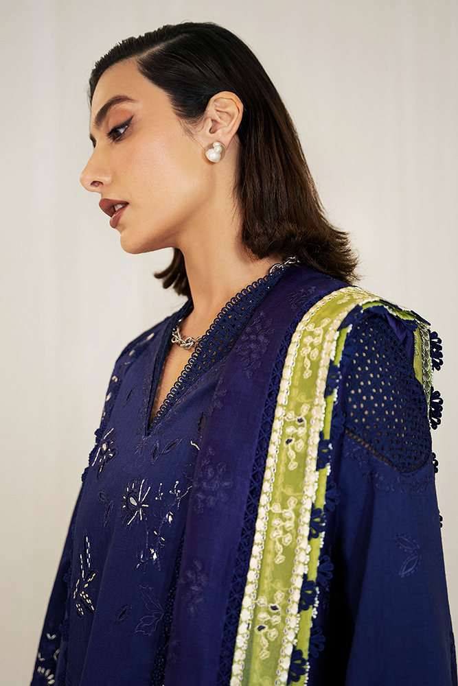 Suffuse | Casual Pret Fall 24 | OMAVI XS Cotton Jacquard Navy