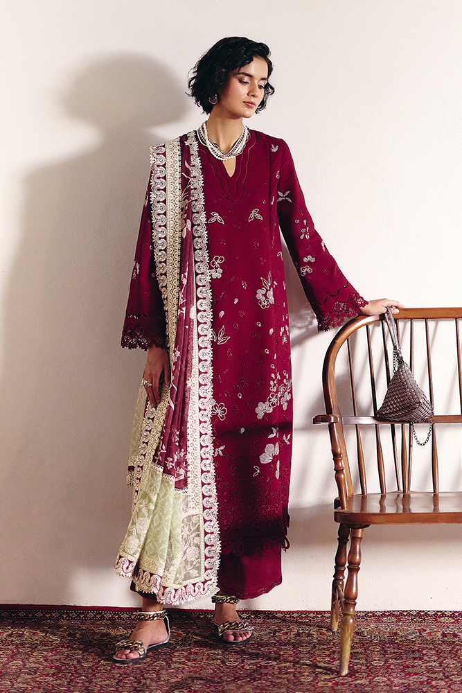 Suffuse | Casual Pret Fall 24 | OMAIRA XS Blood Red Jacquard