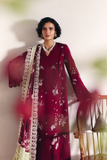 Suffuse | Casual Pret Fall 24 | OMAIRA S Blood Red Jacquard