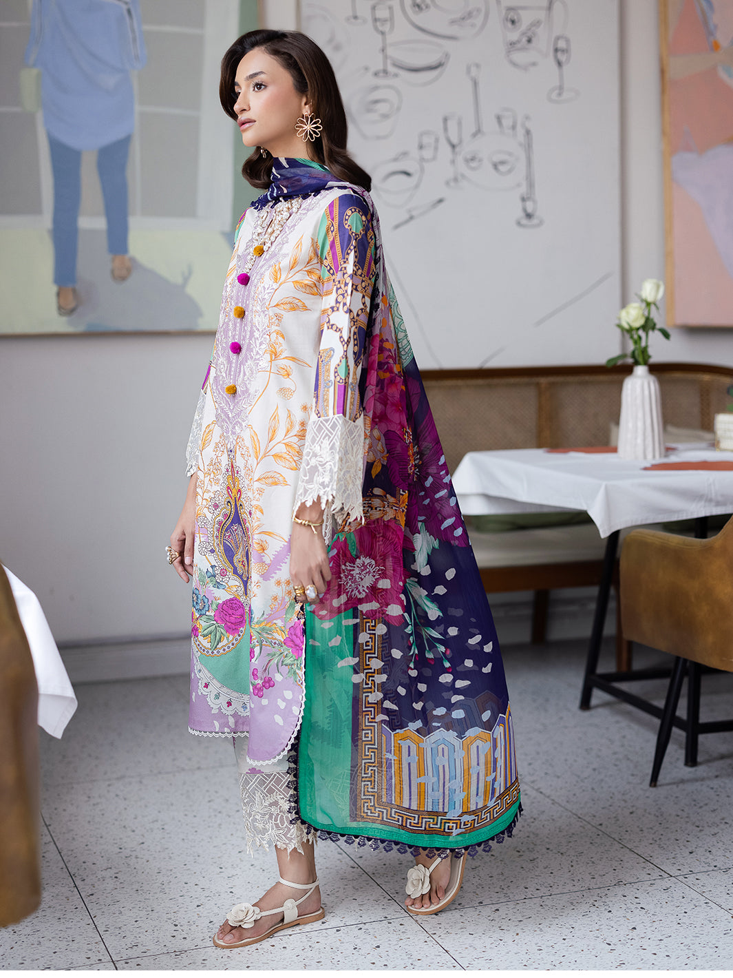 Mahnur | After Hours Luxury Lawn 25 | Sugar Rush Custom Size White Lawn