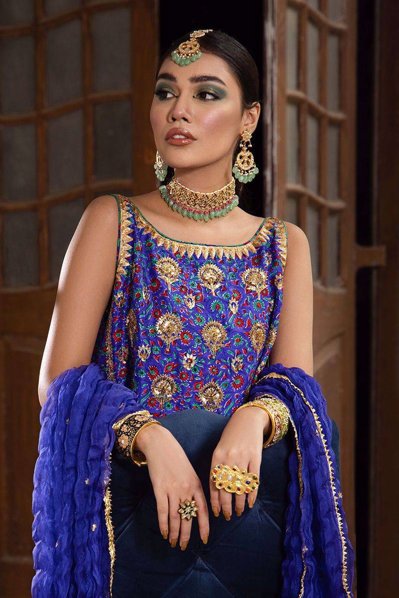 The Pink Tree Company | Wedding Wear | COBALT BLUE - Pakistani Designer Dress - by The Pink Tree Company | Type: Formal - 100% Original at Saira Sultan