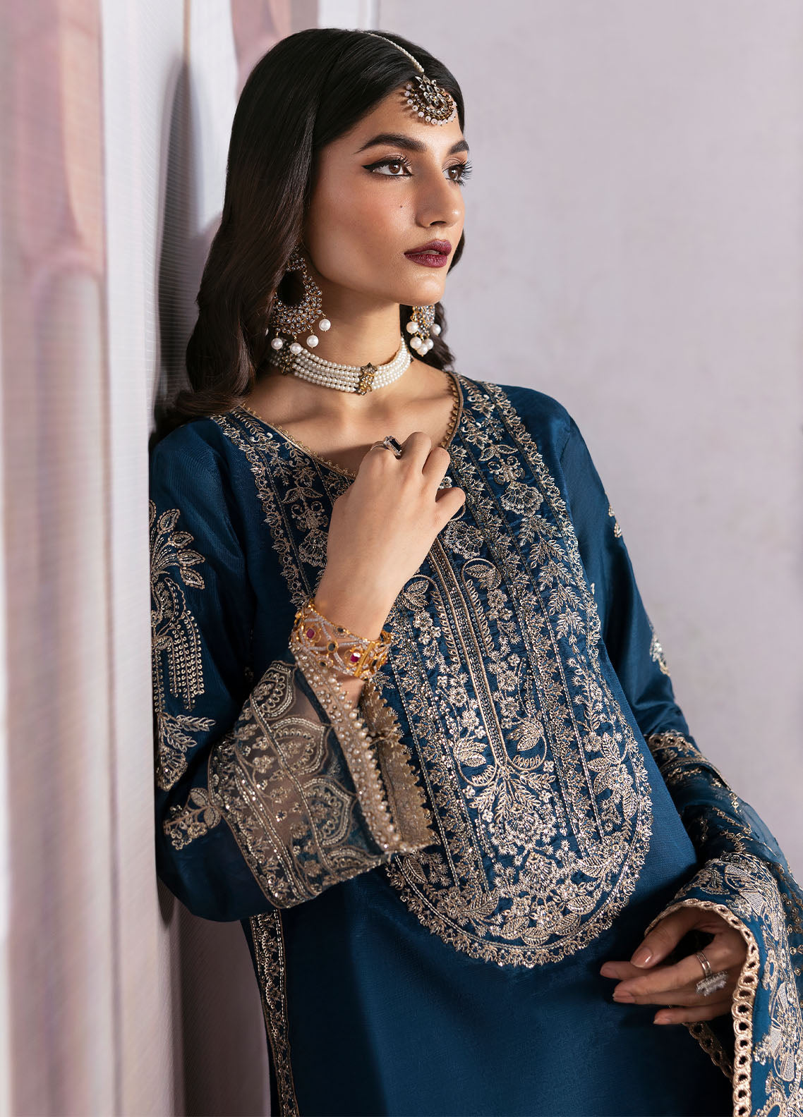 Sahane | There She Glows | TSG-04 Azure - There She Glows M Teal Blue Raw Silk