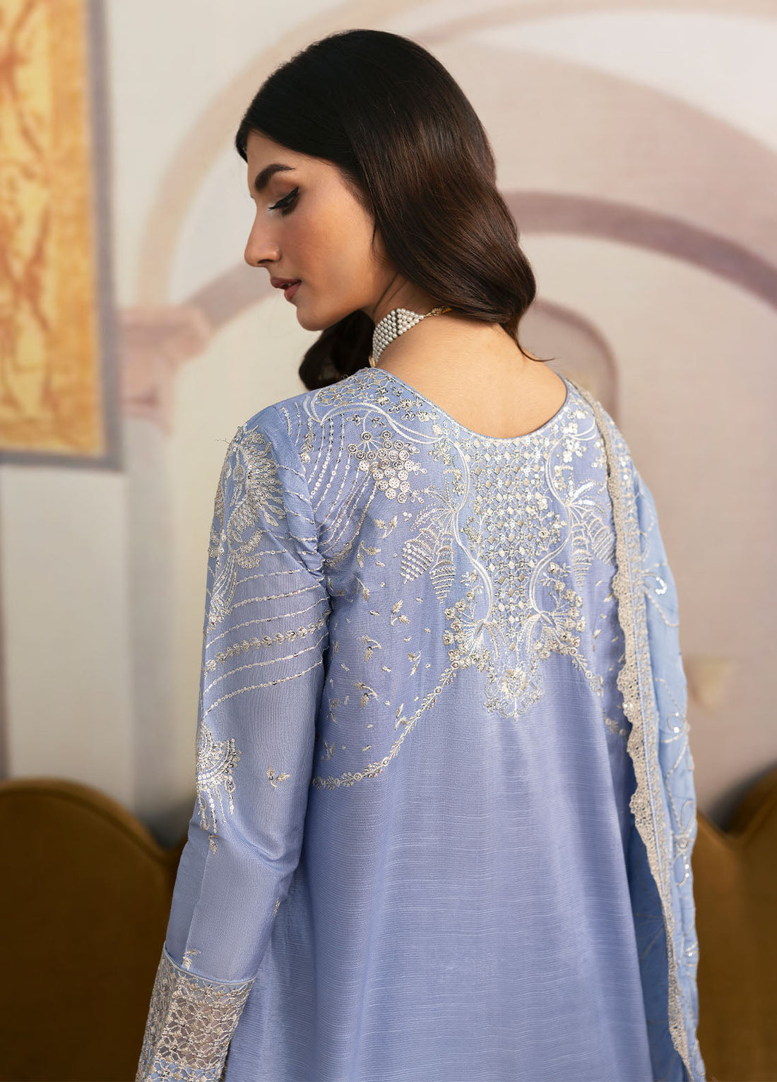 Sahane | There She Glows | TSG-05 Abyss XS LIight blue Grey Raw Silk