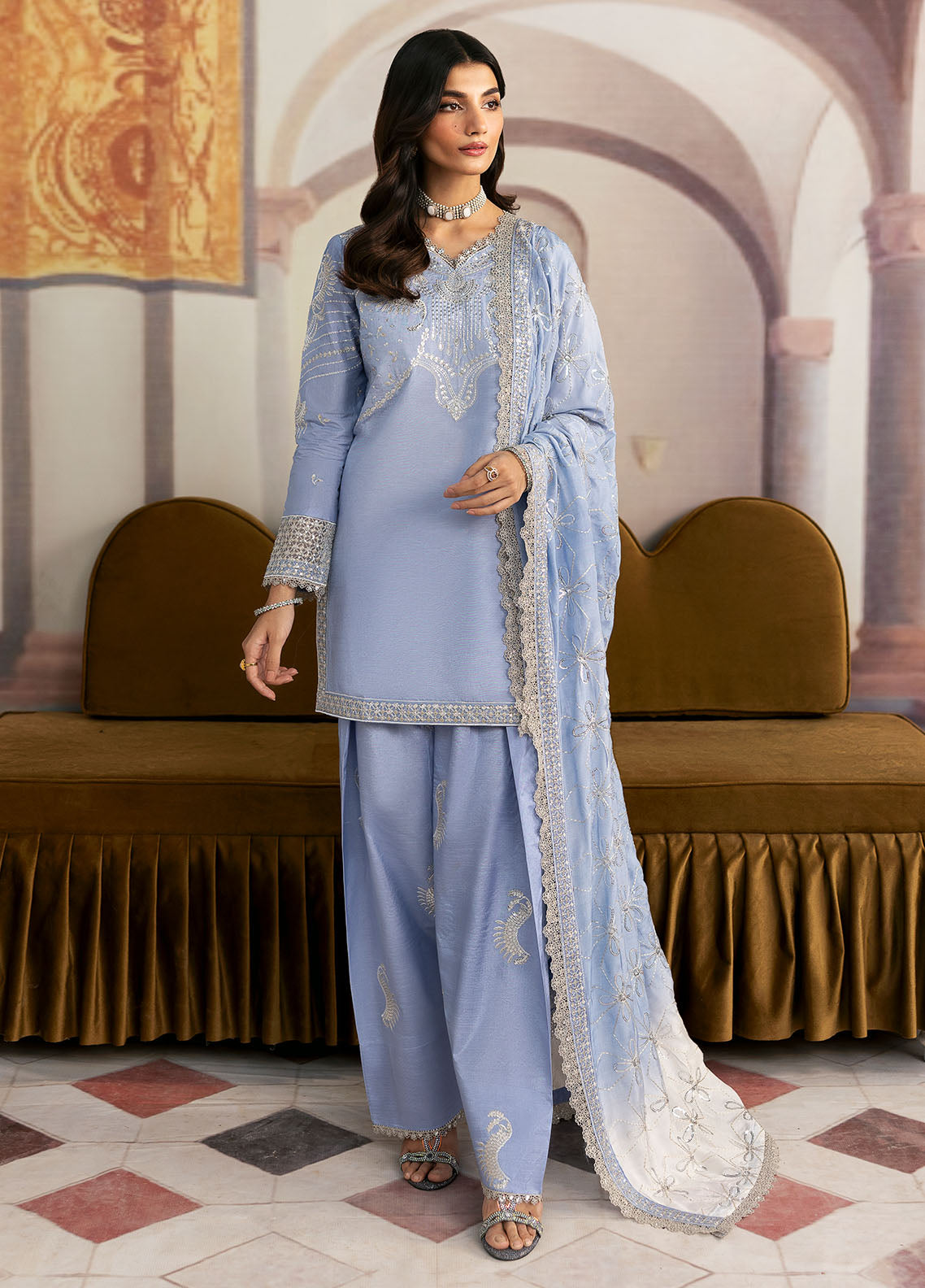 Sahane | There She Glows | TSG-05 Abyss XS LIight blue Grey Raw Silk
