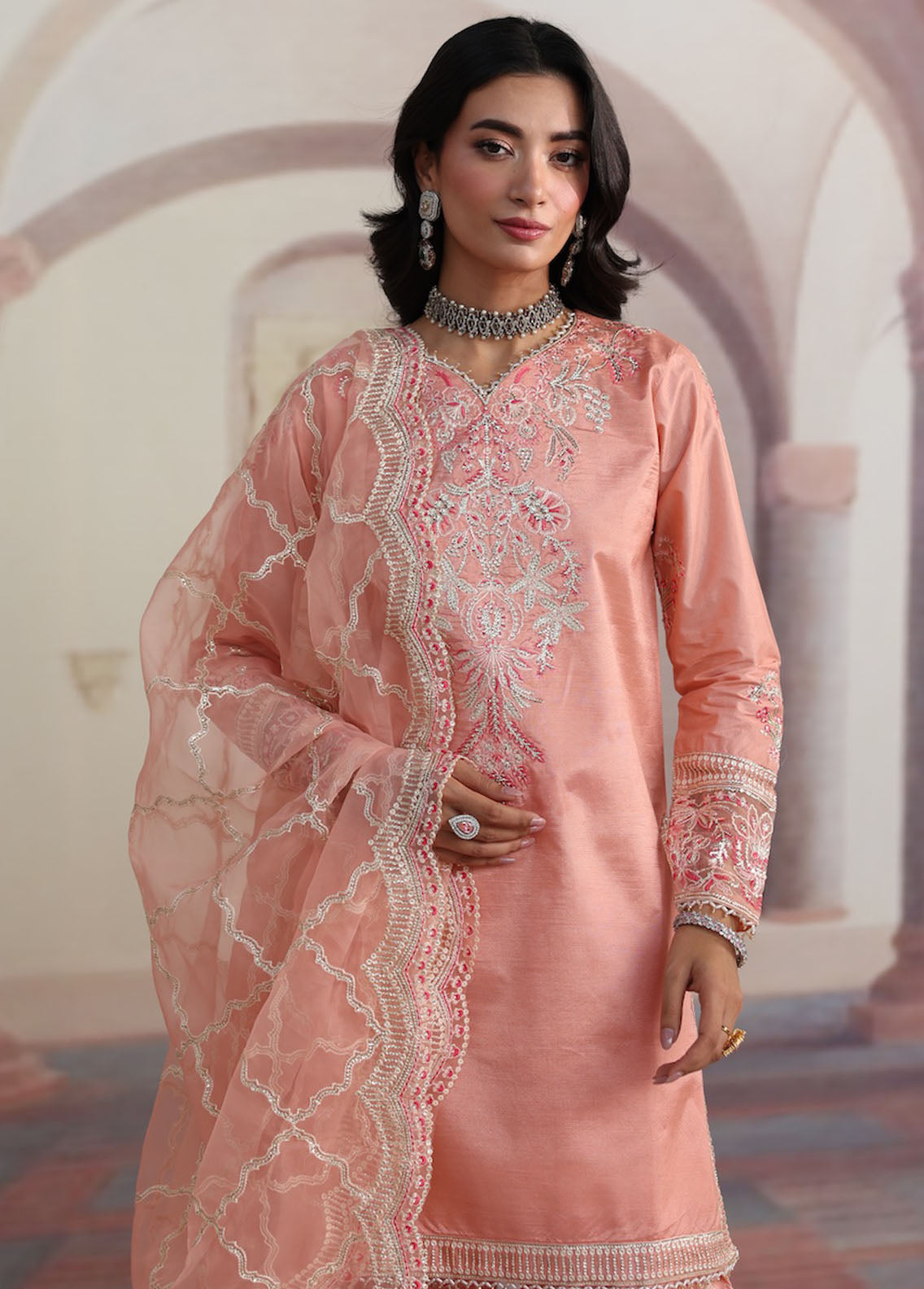 Sahane | There She Glows | TSG-06 Petal - There She Glows M Peach Pink Raw Silk