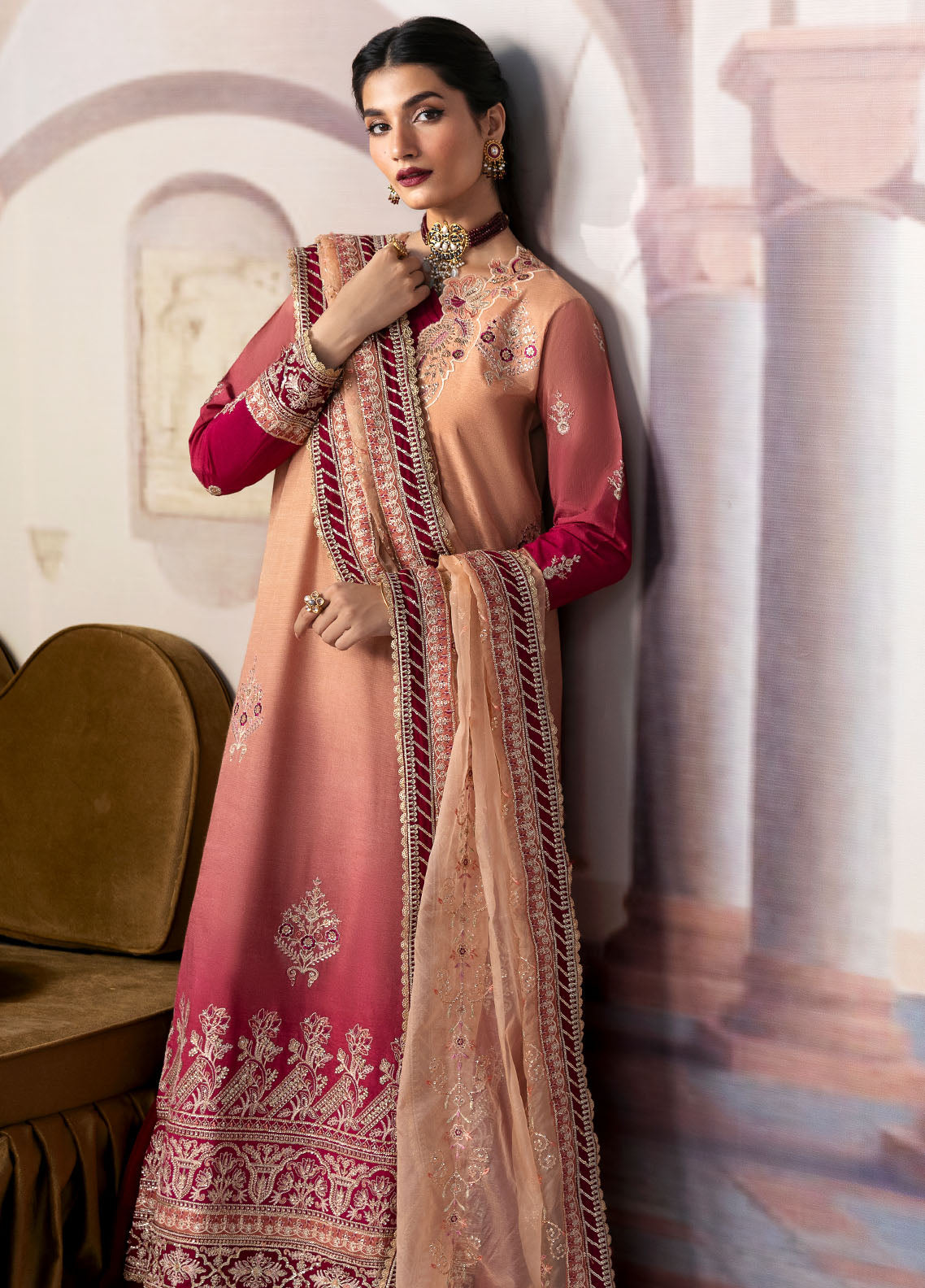 Sahane | There She Glows | TSG-08 Ember L Dust Red Raw Silk