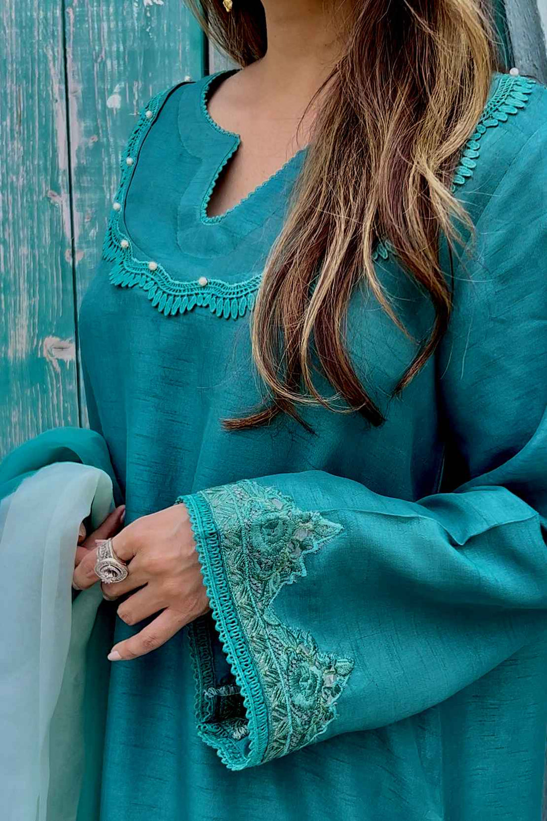 Leon | Leon Luxe Collection | TEAL BLUE - Pakistani Designer Dress - by Leon | Type: Formal - 100% Original at Saira Sultan