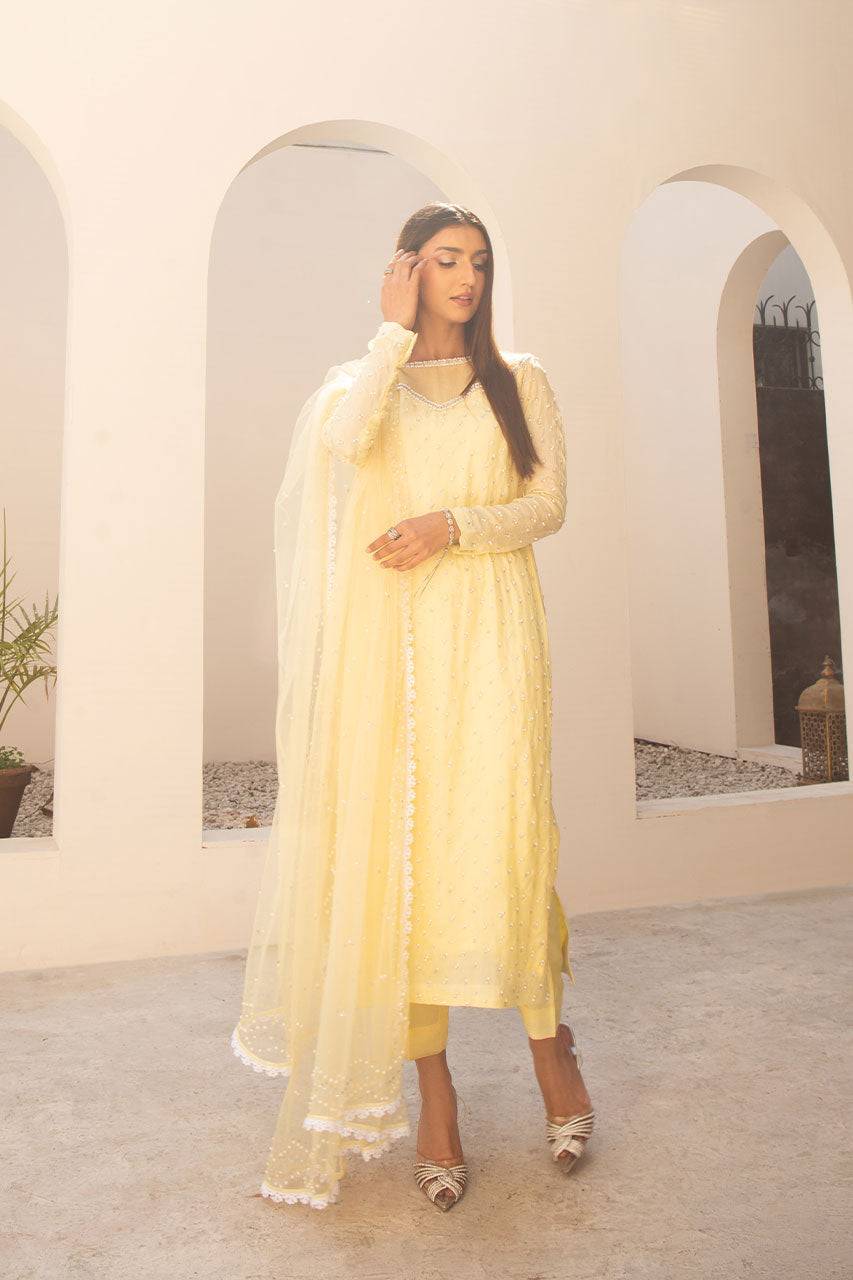 Leon | Leon Luxe Collection | SITARA LIME - Pakistani Designer Dress - by Leon | Type: Formal - 100% Original at Saira Sultan