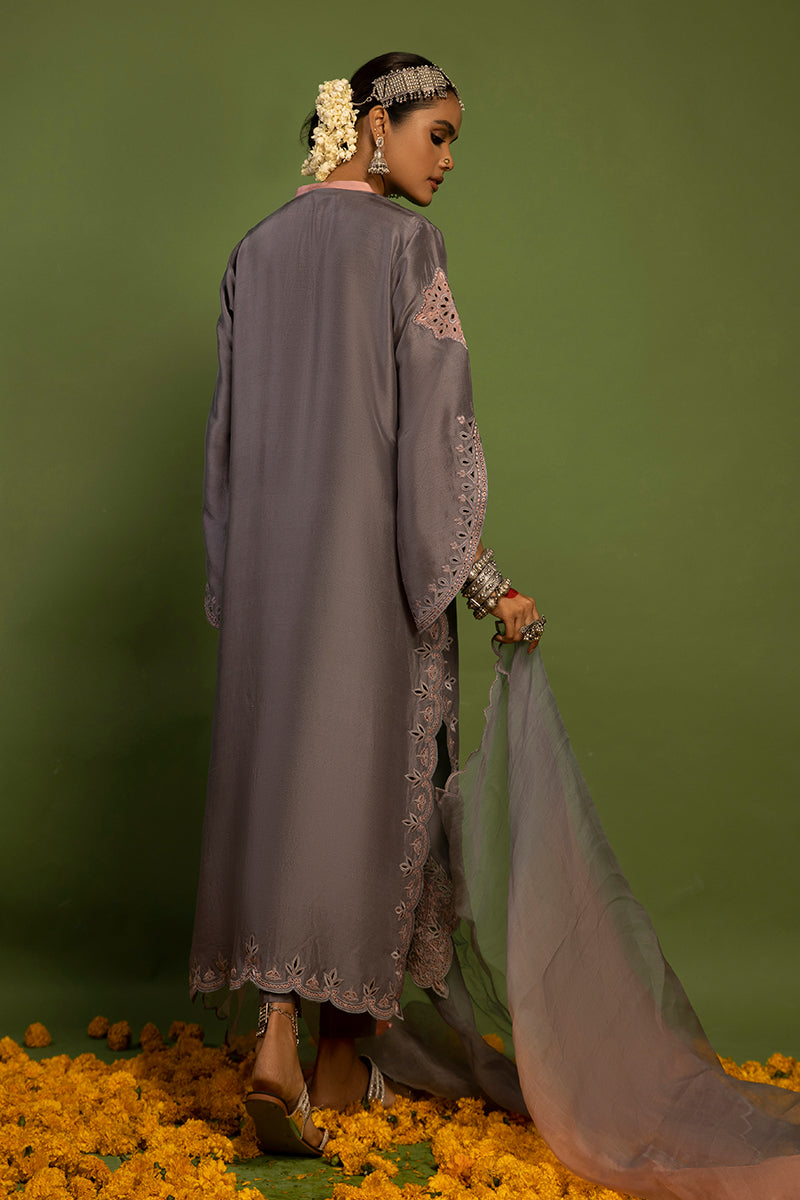 Wardha Saleem | Luxury Pret Traditional Wear | SUROOR - PURE SILK (2 PC) XS Gray Raw Silk