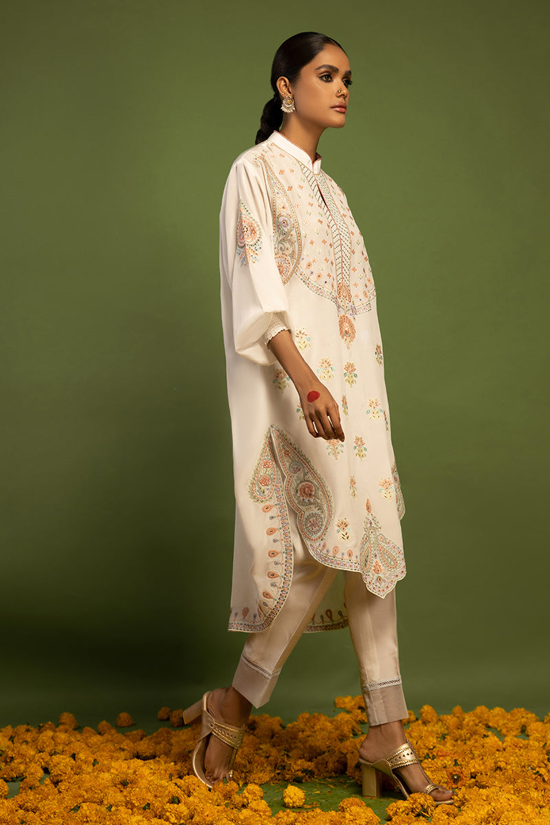 Wardha Saleem | Luxury Pret Traditional Wear | AKS-PURE SILK (2 PC) XL Off White Raw Silk