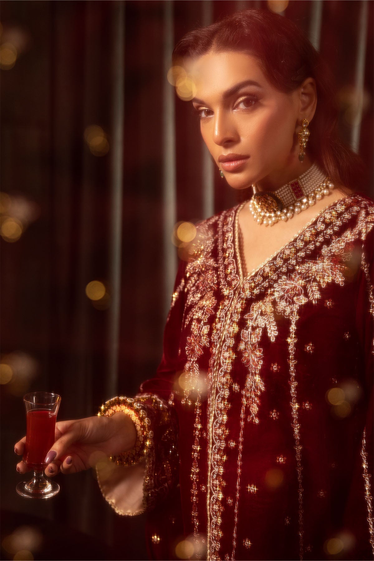 Motifz | Velvet Formals | 5099-SANDAL M Maroon Velvet