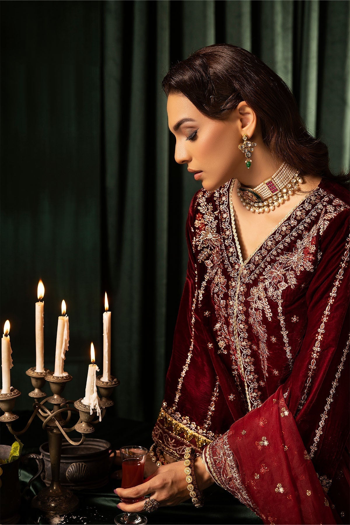 Motifz | Velvet Formals | 5099-SANDAL L Maroon Velvet