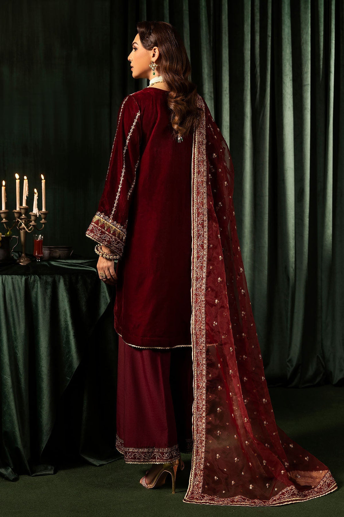 Motifz | Velvet Formals | 5099-SANDAL XS Maroon Velvet