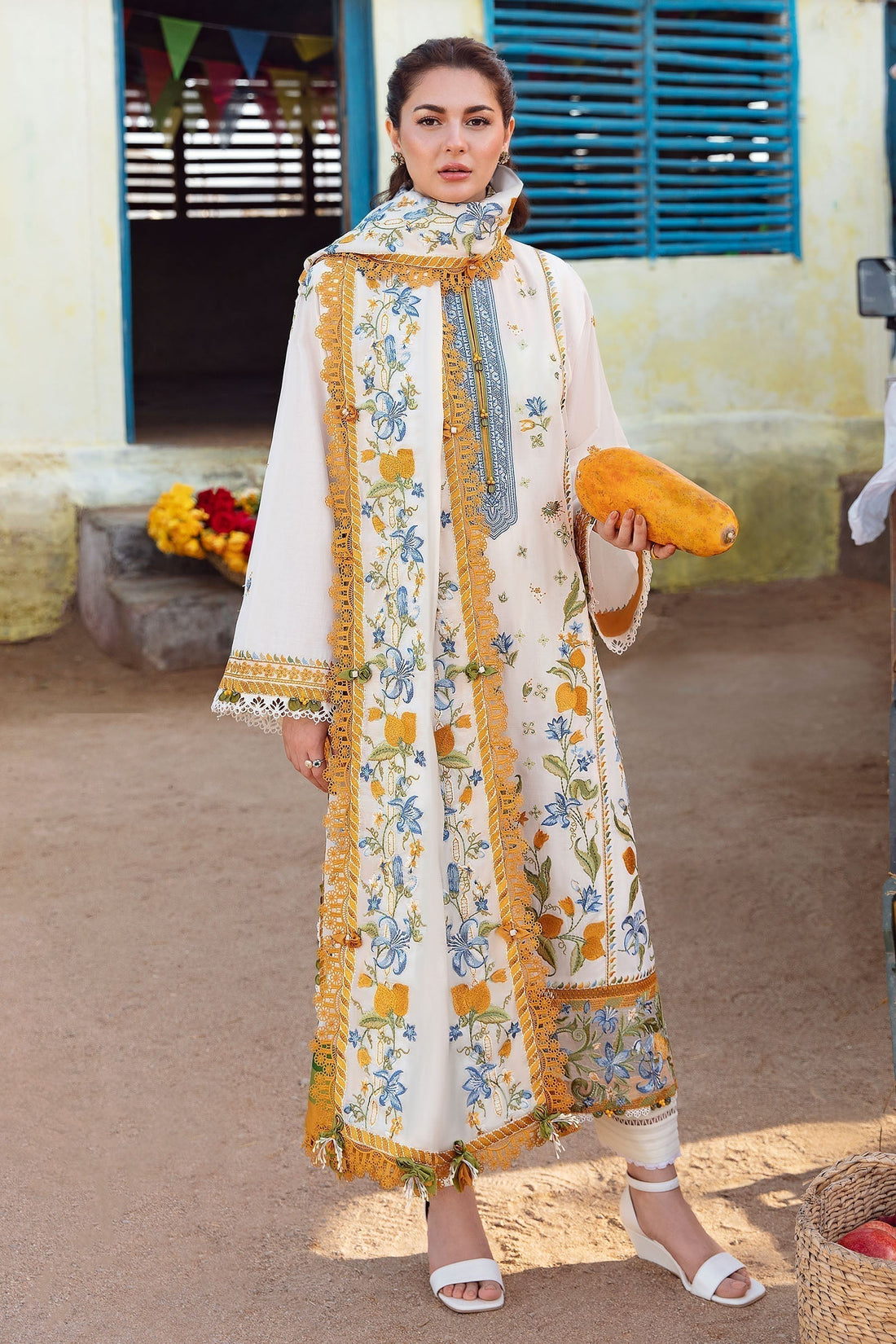 Zaha | Embroidered Lawn Collection | LEYA (ZL23-07 A) -  Zaha Luxury -  Saira Sultan