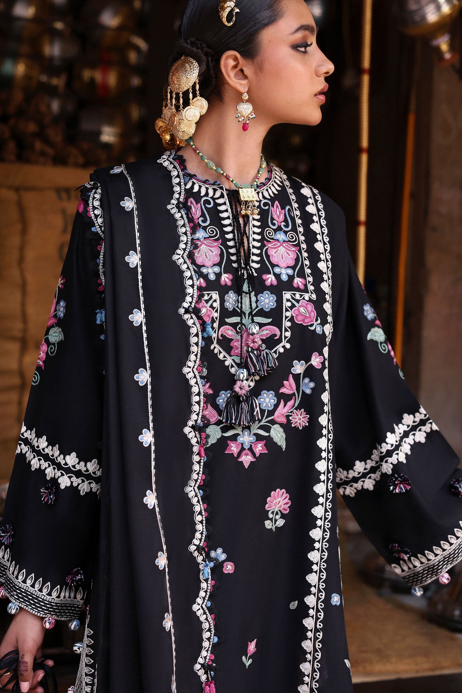Zaha | Festive Lawn 25 | ZEENAT (ZF-25-07) L Black Lawn