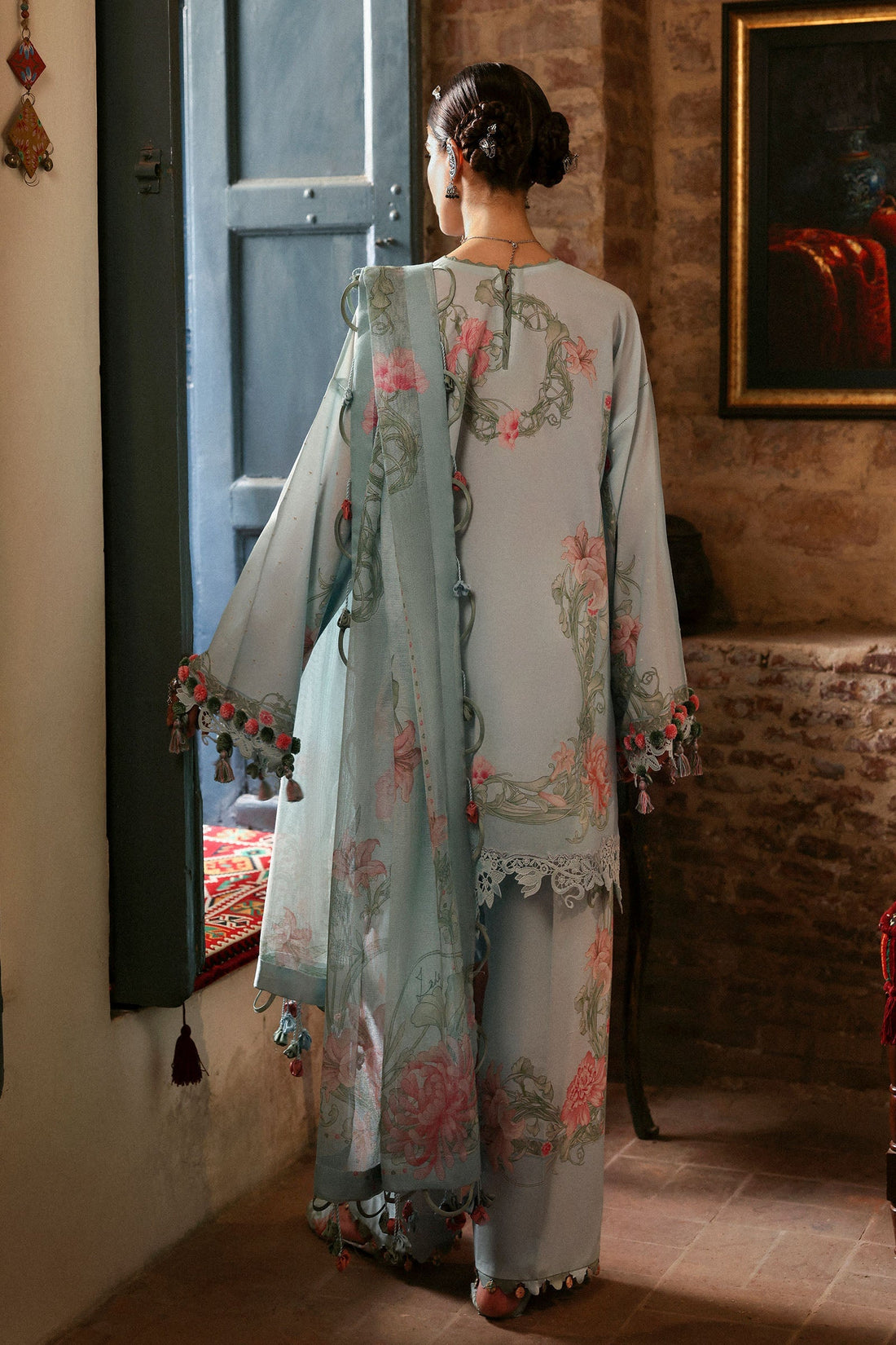 Zaha | Festive Lawn 25 | KHUSBU (ZF-25-09) XS Ice Blue Lawn