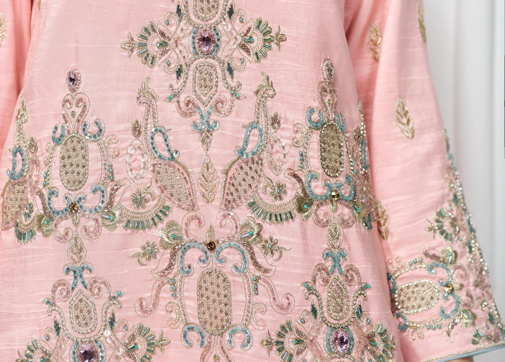 Hana | Eclectic Ready to Wear | Pink Vine XL Light Pink Raw Silk