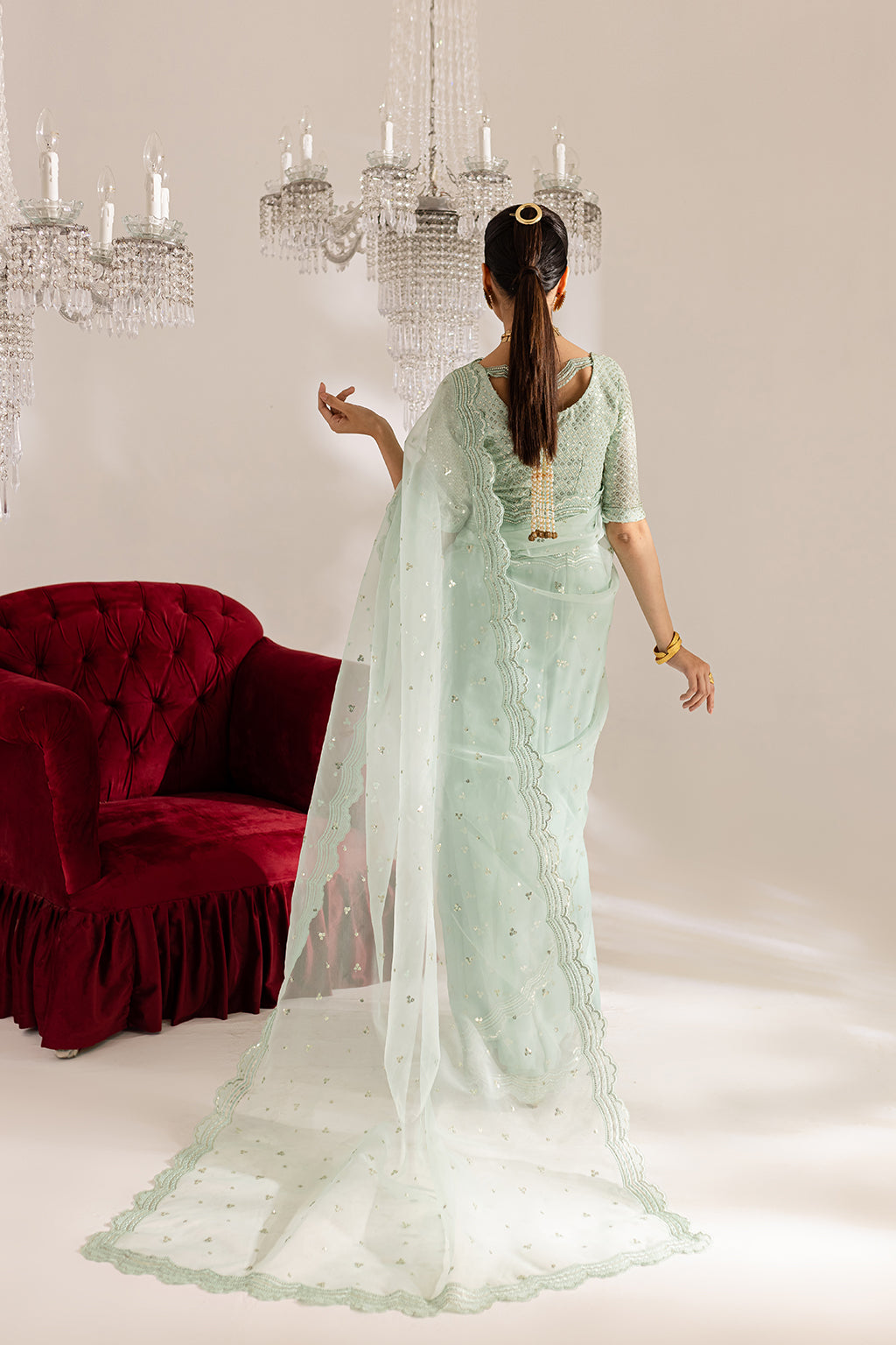 Vanya | Gulraz Formals | FF-56 XS Pastel Mint Organza