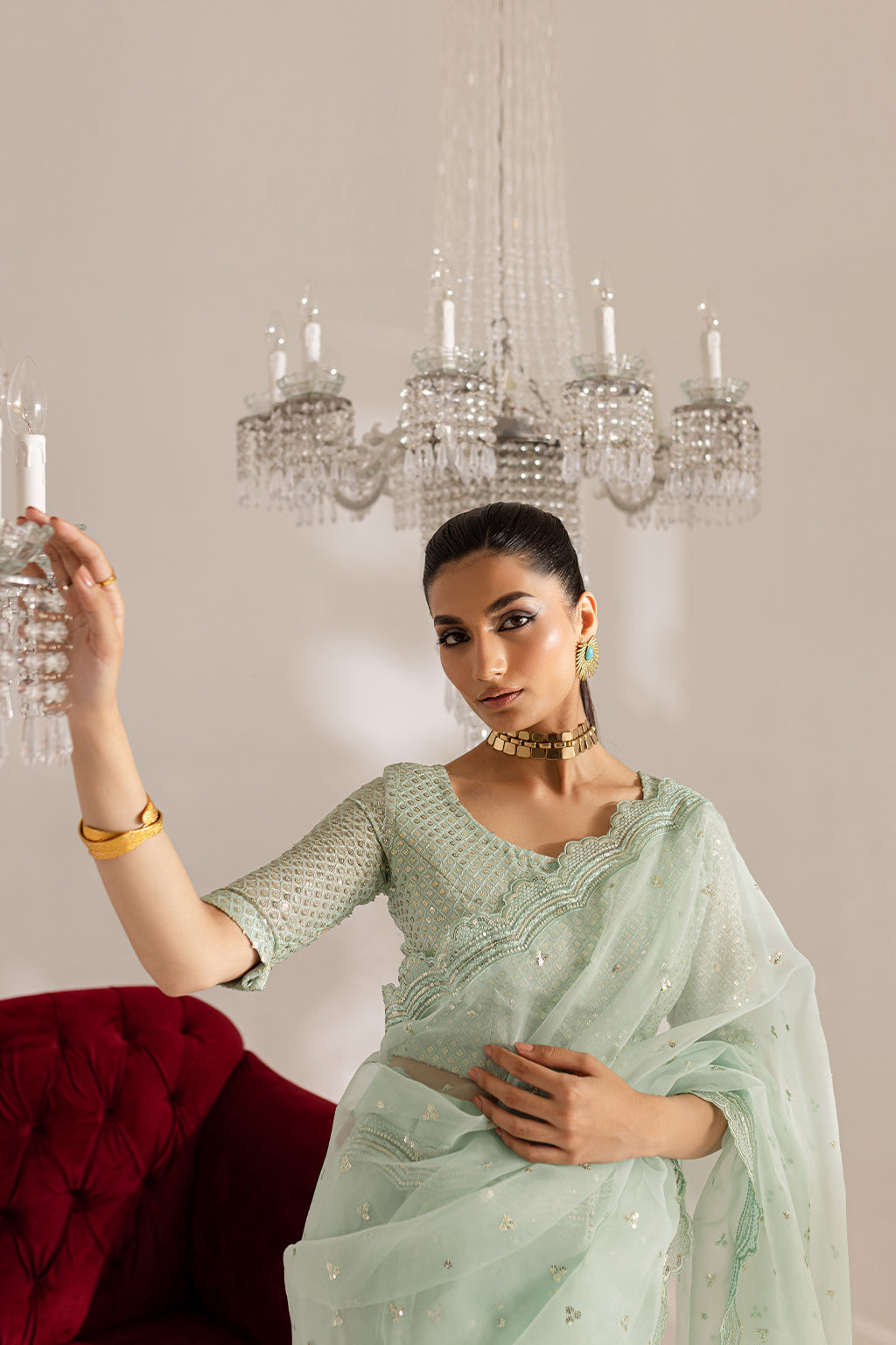 Vanya | Gulraz Formals | FF-56 L Pastel Mint Organza